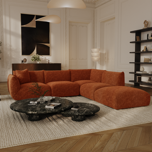 Sia Home - Modulaire hoekbank met grote hoek NOOMA - chenillefluweel  302cm