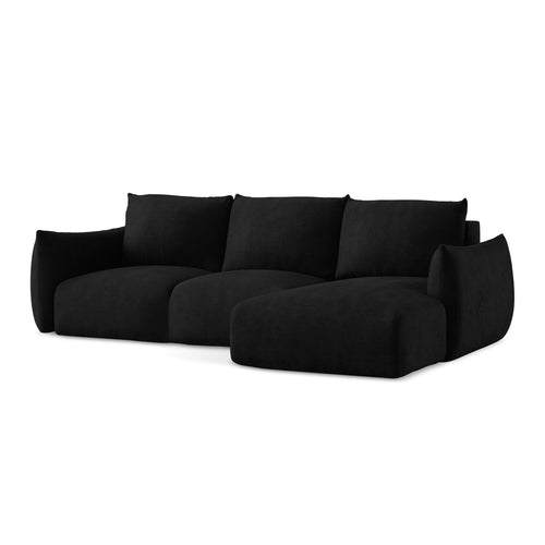LaMiaSofa hoekbank rechts Savona - chenille stof - zwart - 242x162x90