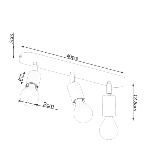 Sollux Lighting Plafondlamp FORNES 3 zwart - 40x6x13,5cm