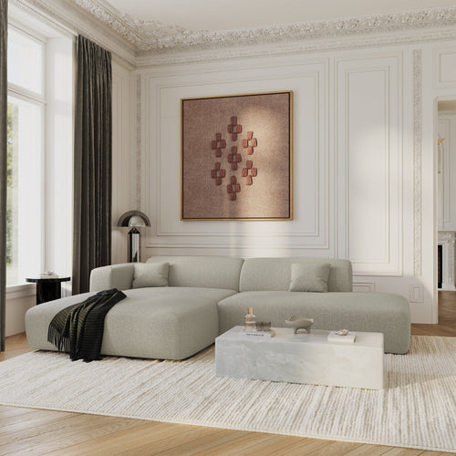 Sia Home - Open hoekbank links MYRA - kruisweefsel beige 300cm