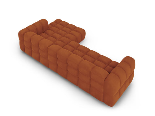 Cosmopolitan Design Modulaire hoekbank rechts Sky 4-zits, flueel, terracotta - 162x300x70cm