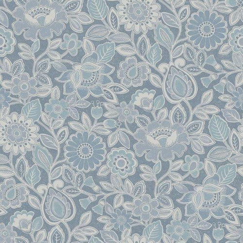 Borastapeter behang bloemen vergrijsd blauw - 53 cm x 11.2 m - 660154 - vtwonen shop