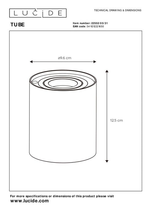 Lucide tafellamp TUBE - 1xGU10 - Wit - vtwonen shop