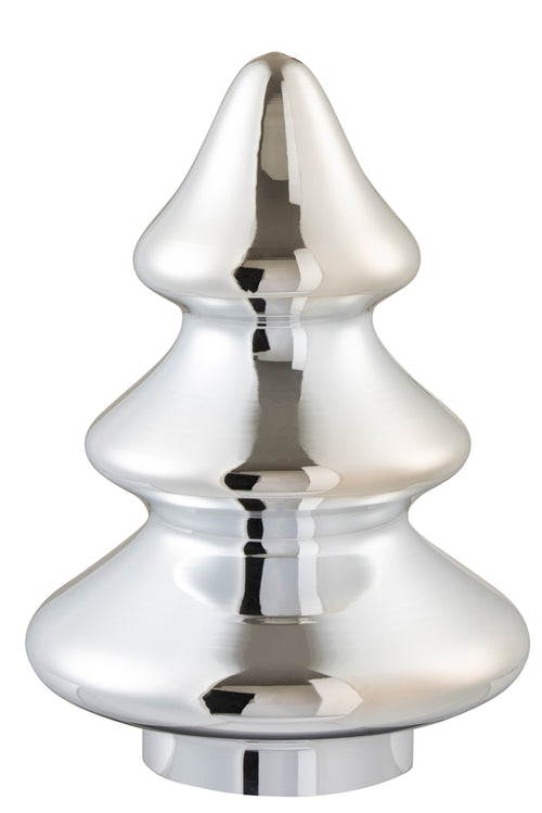 J-Line decoratie Kerstboom - glas - zilver - large