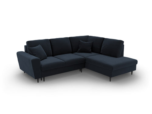 Cosmopolitan Design Converteerbare hoekbank rechts met opbergdoos Kyoto 5-zits, flueel donkerblauw - 194x243x88cm