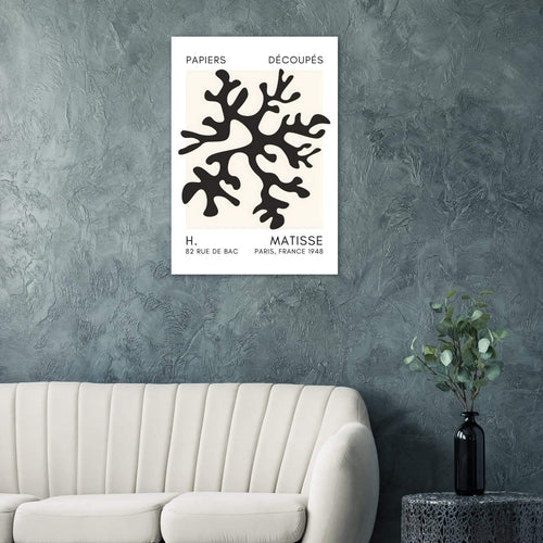 Artfulprints Poster Matisse – Dreamy coral flower black   - A4 21x29.7 cm - Zwart