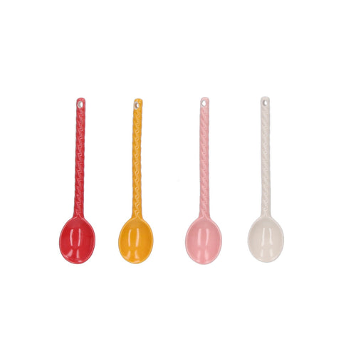 Return to Sender Lepels 15 cm keramiek - rood en geel - Set van 4