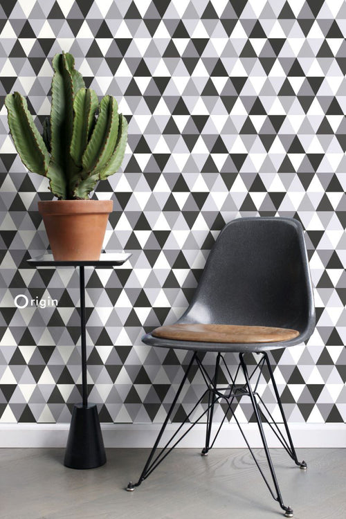 Origin Wallcoverings behang grafische driehoeken zwart en wit - 53 cm x 10,05 m - 347202 - vtwonen shop