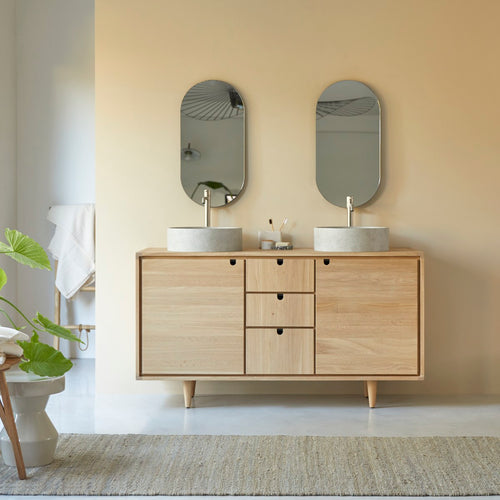 Tikamoon Massief eikenhouten badmeubel 145 cm - Naturel