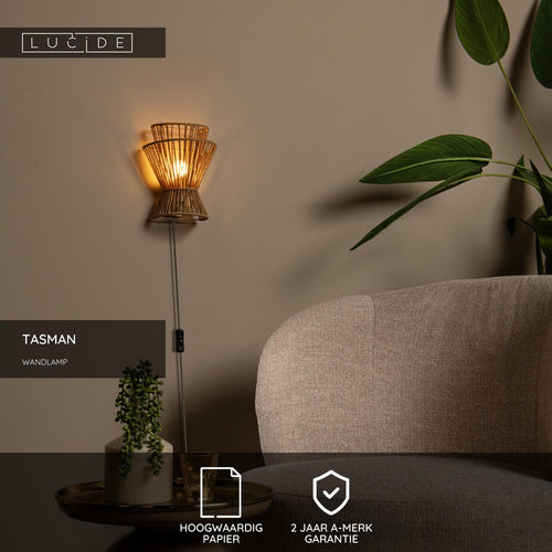 Lucide wandlamp TASMAN - 1xE14 - Naturel
