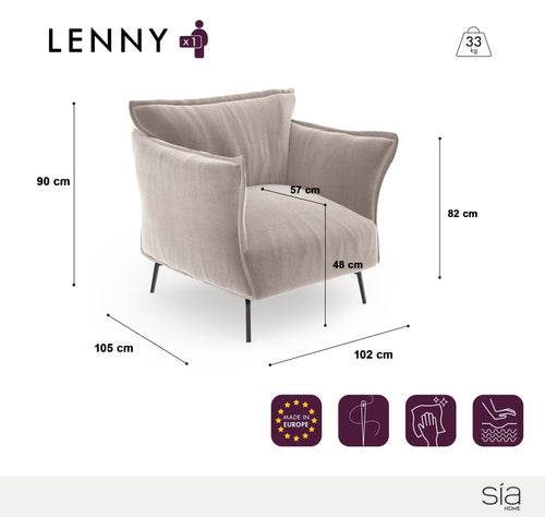 Sia Home - Fauteuils LENNY - Fluweel - Mol - 102cm - vtwonen shop