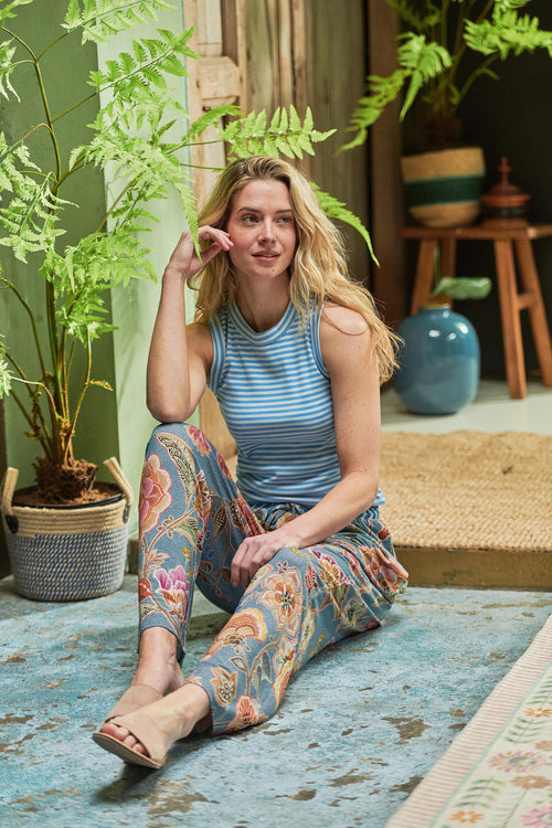 Pip Studio - Belin Long Pajama Pants Women - Matata - Blue - S - vtwonen shop