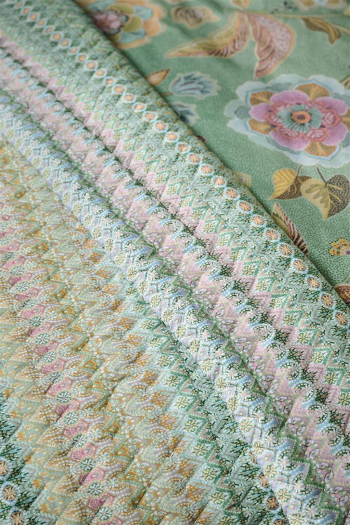 Pip Studio sprei Ashanti Quilt - 220x260 cm - groen - vtwonen shop