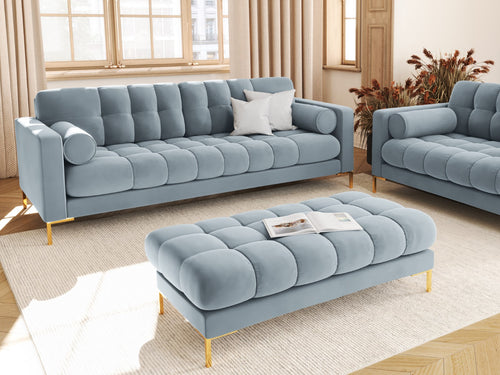 Cosmopolitan Design Bank Bali 2-zits, flueel, lichtblauw - 62x133x40cm