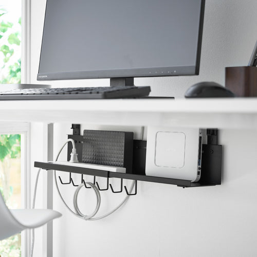 Yamazaki Smart Kabel- en routerorganizer voor onder bureau uitschuifbaar - Zwart