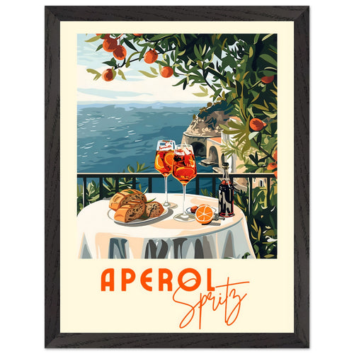 Artfulprints Poster met Lijst Aperol Spritz - Cocktail with a view   - 30x40 cm - Meerkleurig