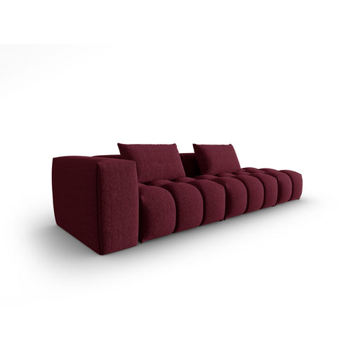 Cosmopolitan Design - Rechte modulaire bank Verona 4-zits, structurele stof bordeaux - 85x265x70cm