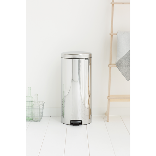 Brabantia NewIcon Pedaalemmer, 30 liter, kunststof binnenemmer - Brilliant Steel