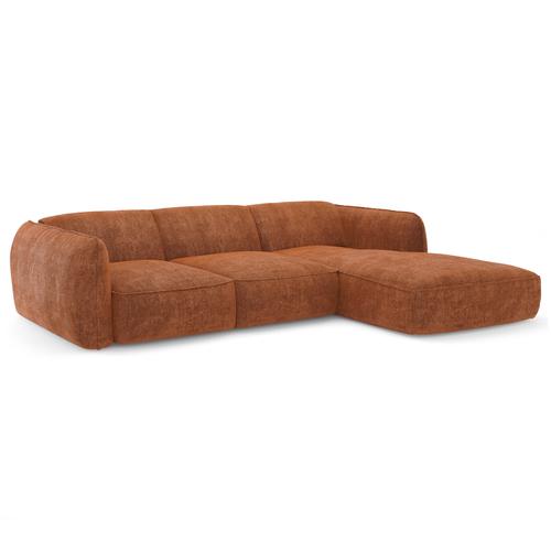 Sia Home - Rechte hoekbanken LIVIA - Fluweel weefsel - Terracotta - 272cm - vtwonen shop