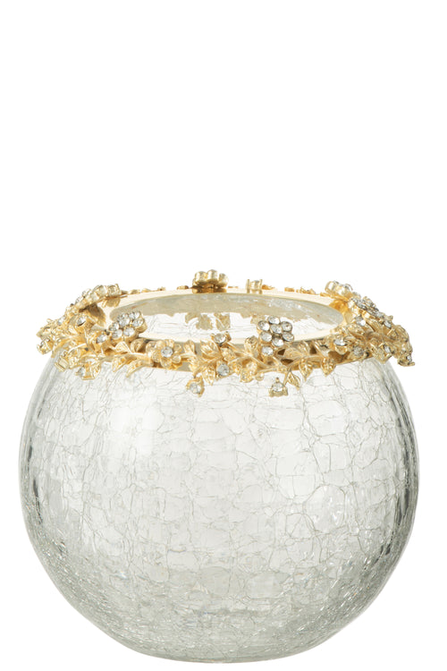 J-Line kaarshouder Volve - metaal/glas - goud/transparant - large