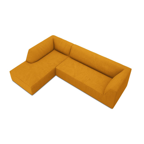 Cosmopolitan Design - Modulaire hoekbank links Siena 4-zits, ribfluwelen geel - 180x273x69cm