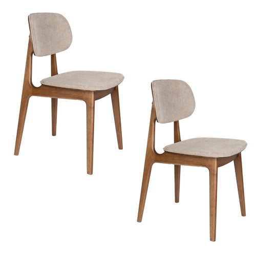 Dutchbone Marais Eetkamerstoelen Walnoot kleur/Beige - Set van 2