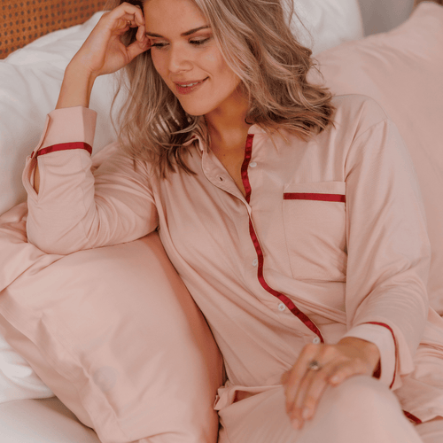 Coco & Cici - TENCEL Pyjama Shirt Dames Powder Peach - L