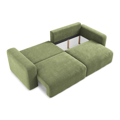 LaMiaSofa 3-zits slaapbank Ostia - chenille stof - groente - 244x102x79