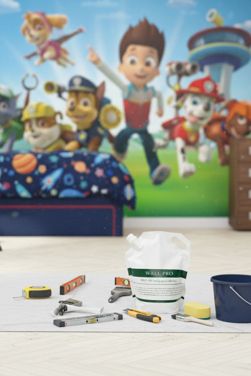 Sanders & Sanders fotobehang PAW patrol blauw, groen en rood - 252 x 182 cm - 600350