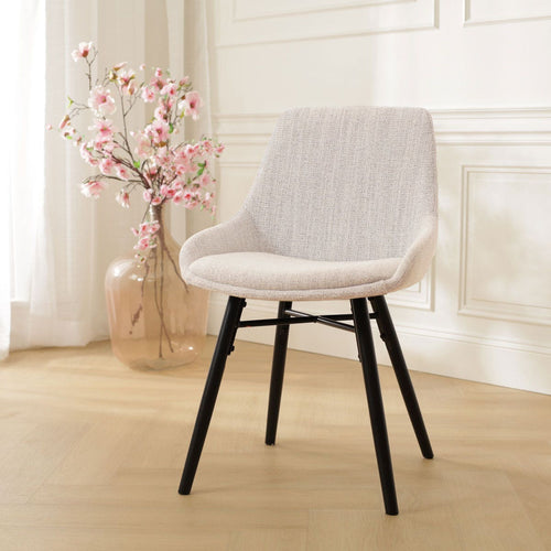 Nolon Nena-Isa Eetkamerstoel Beige Gemêleerd - Zwarte Houten Poten - vtwonen shop