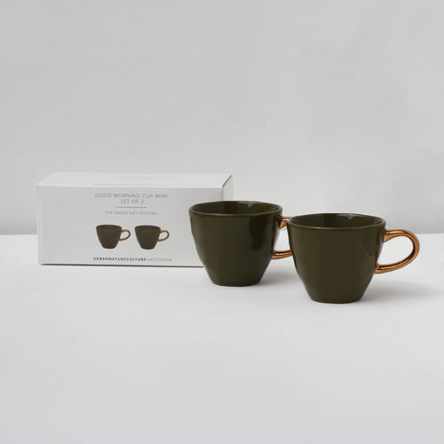 Urban Nature Culture Good Morning kopje Coffee s/2 in gift pack Fir Green - Ø 8.3x7cm - vtwonen shop