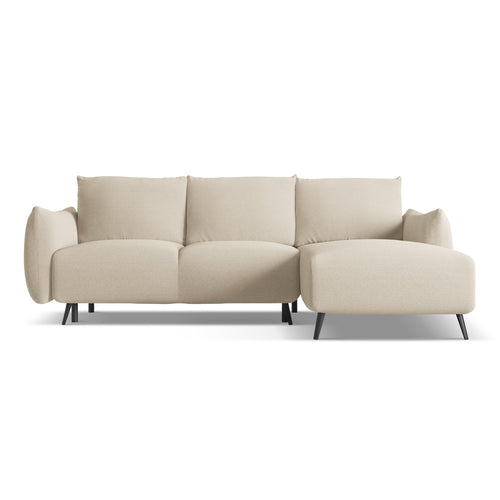 LaMiaSofa hoekbank rechts Genova - chenille stof - donkerbeige - 242x162x86