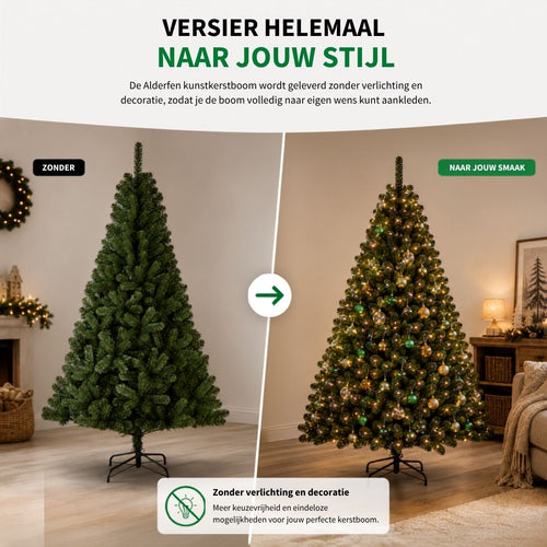 Black Box Trees Alderfen Kunstkerstboom H210 x Ø137 cm - Kerstboom Kunstkerstboom 771 Tips - Kunstboom met Standaard - Groen