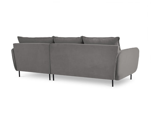 Cosmopolitan Design rechter hoekbank Vienna 5-zits, flueel, lichtgrijs - 170x255x95cm
