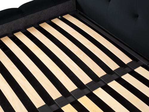 Cosmopolitan Design Opbergbed met dubbel hoofdbord Bali 200x200cm, flueel, donkerblauw - 230x350x100cm