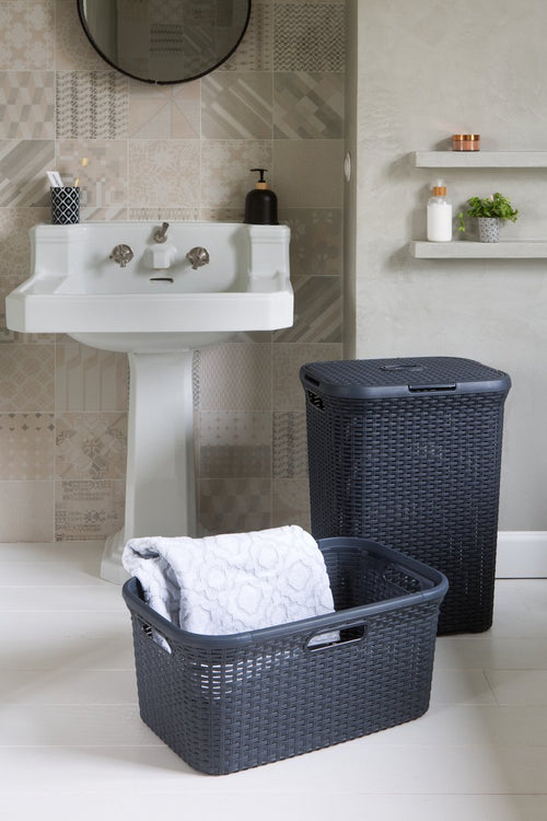 Curver Style Wasmand met Deksel - 60L - Antraciet - vtwonen shop