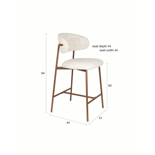 Housecraft Living Claes Barkrukken rugleuning 65 cm Gebroken Wit - Set van 2