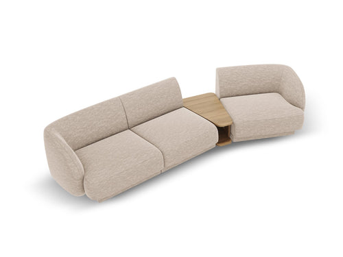 Micadoni - Rechte modulaire bank "Miley" 3 zitplaatsen, chenille, beige - 126x303x70cm