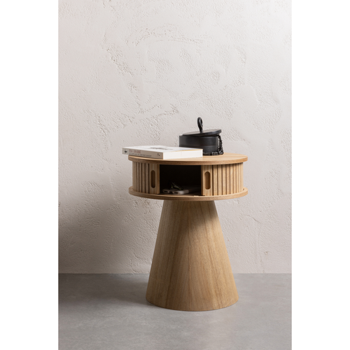 WOOOD nachtkastje rond Karri - Hout - Naturel - 46x38x38 - vtwonen shop