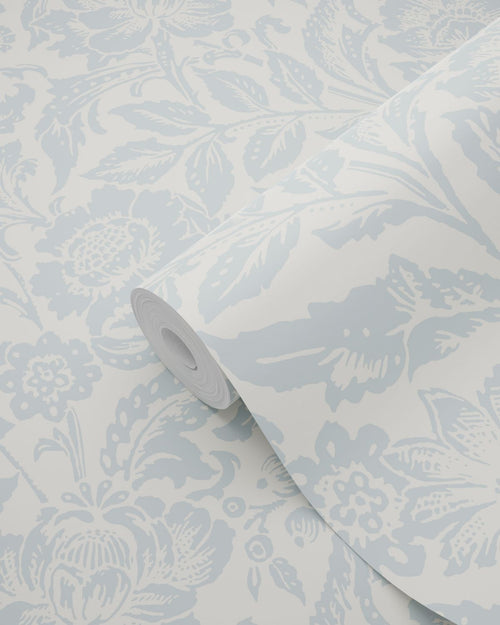 ESTAhome behang vintage bloemen lichtblauw en wit - 50 x 900 cm - 132114