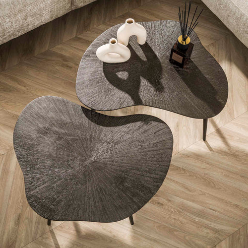 Giga Meubel Salontafel Brown Ray Metal Leaf - Bruin Metaal - Set van 2 - vtwonen shop