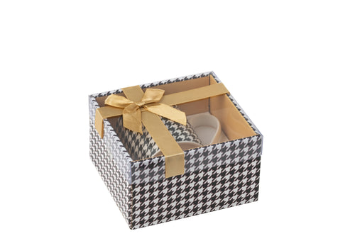 J-Line mok Pied-Poule - porselein - wit/zwart - vtwonen shop