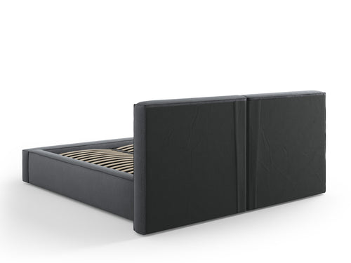 Cosmopolitan Design Opbergbed met dubbel hoofdbord Arendal 160x200cm, structurele stof, donkergrijs - 228x214x97.5cm