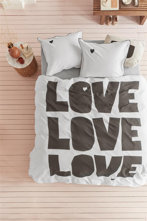 vtwonen dekbedovertrek Bold Love - 200x200/220 cm - naturel - vtwonen shop