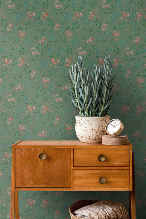 Livingwalls behang bloemmotief groen - 53 cm x 10.05 m - AS-390631 - vtwonen shop