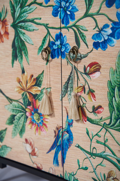 Meubel TV 2 deuren 3 lades JAN gelakt MDF met bloemenprint - vtwonen shop