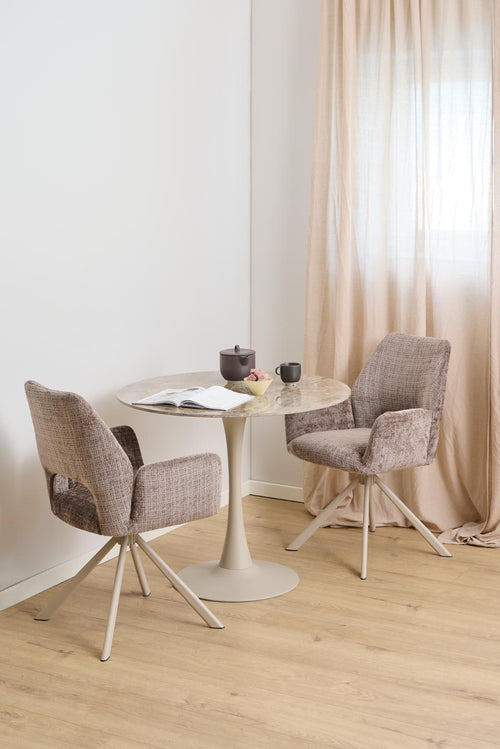 Rebellenclub  Alva Eetkamertafel - ø90 cm - Marmerlook