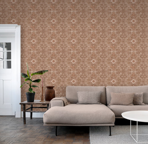 ESTAhome behang oosters kelim tapijt vergrijsd bruin - 50 x 900 cm - 131365 - vtwonen shop