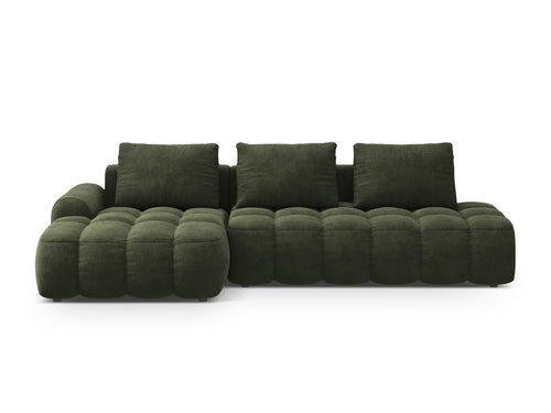 Cosmopolitan Design Uitklapbare hoekbank links met opbergdoos Linz 3-zits, flueel groente - 142x275x84cm