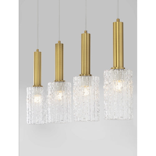 Nova Luce CERTA Hanglamp voor aan het plafond, transparant, gestructureerd, goudkleurig, E27, 4x12W